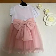 キッズ用 チュールワンピース ピンク ボレロ付きのサムネイル