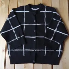 JEANASIS ブラック チェック柄 ジャージカーディガン