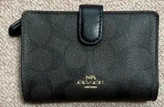 COACH ミディアム コーナージップ シグネチャー 茶色　２つ折り財布