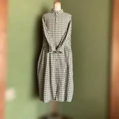 ichi ギンガムチェック　リネン　ワンピース