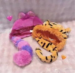 ディズニー　チェシャ猫　ティガー　もこもこ　ファンキャップ　マフラー　ペア　♡