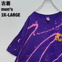 古着 ギルダン Tシャツ ブリーチ スプラッター 紫 パープル 斬新 奇抜3XL