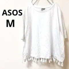 SALE✨ASOS【M】フリンジ付きホワイトTシャツ　白 エスニック ボヘミアン