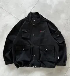 Perushu スタンドネックアウトドアポケットコットンブルゾン