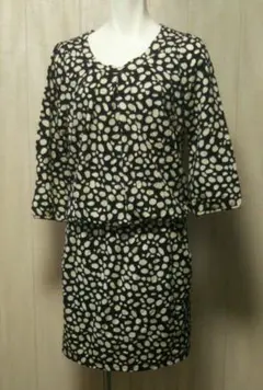 ナチュラル ビューティ ベーシック チュニック ワンピース ドット柄 M 黒