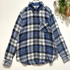 【AMERICAN EAGLE】長袖シャツ　トップス　チェック　ブルー　S