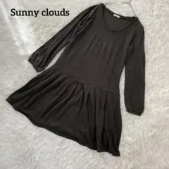 サニークラウズ　長袖ワンピース　L　ダークグリーン　無地　780