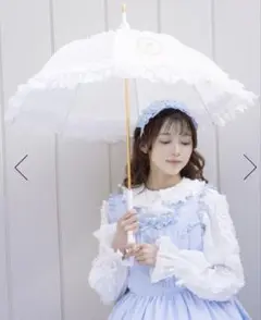 【限定】axes femme Chalmiereクマさんフリルパゴタ傘（シロ）