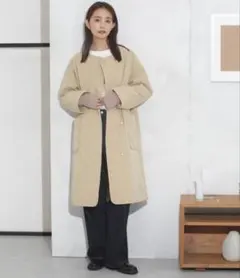 ノーカラー キルティングジャケット