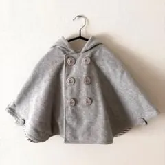 bebe べべ　フード付きポンチョ　コート　マント　ジャケット　アウター　グレー