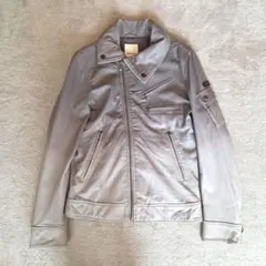 DIESEL ディーゼル ラムレザー シングルライダースジャケット S グレー