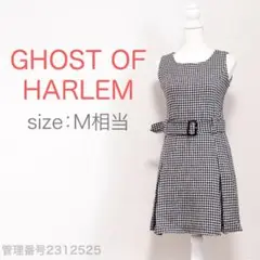 【美品】ゴーストオブハーレム　千鳥格子柄ノースリーブひざ丈ワンピース　グレー　M