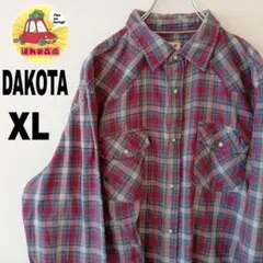 USA古着 DAKOTAGRIZZLY XL ネルシャツ　えんじグレー　チェック