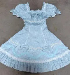 【発送可】ボディライン　ロリータ　ロリィタ サックス　水色　ワンピース