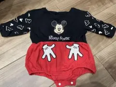 ミッキーマウスロンパース 黒赤　70-80