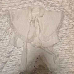 退院時、お宮参り等のホワイトベビードレス 50-70サイズ　4点セット