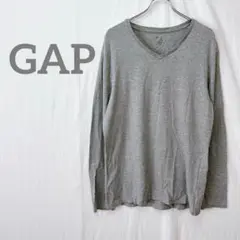 【ギャップ】グレー Vネック 長袖Tシャツ　メンズ　Lサイズ　シンプル　無地