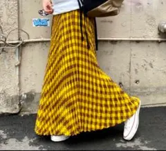 BEAMS BOY ビームスボーイ プリーツスカート タータンチェック イエロー