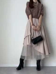 【harukaセレクト】チュールレイヤードイレヘムスカート