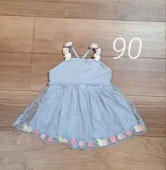 水色フリル付きベビー水着(女の子) 90