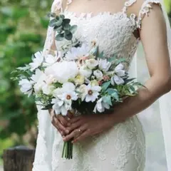 ホワイトグリーンブーケ　アマランサス　ナチュラル　ウェディングブーケ　結婚式 ホワイトグリーンブーケ アマランサス ナチュラル ウェディングブーケ