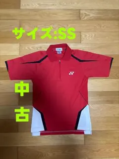 【中古】YONEX ゲームポロシャツ SS レッド/ブラック