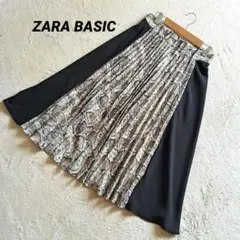 ZARA BASIC　ザラベーシック　パイソン×ブラックプリーツスカート