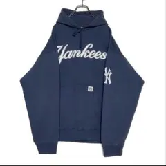 USA古着 メジャーリーグパーカー ヤンキース 紺色 XL 刺繍ロゴ スウェット