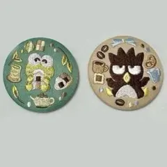 《2点セット》サンリオ刺繍缶バッジ ばつ丸×けろけろけろっぴ