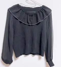 グレイル　GRL 袖シースルー　トップス　黒　ブラック