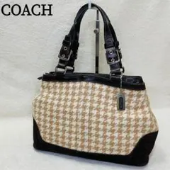 COACH コーチ ハンドバッグ ハンプトンズ ツイード レザー 千鳥 y2k
