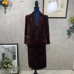 美品 テーラードジャケット セットアップ ベロア ひざ丈 3XL ★