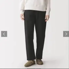 【無印良品】洗いざらし　コットンイージーテーパードパンツ　M ブラック