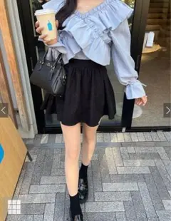 grl グレイル　ドビーストライプ柄クロスフリルリボンブラウス　fo1942