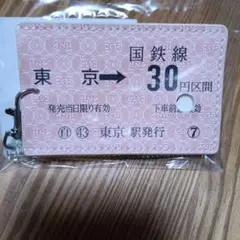 パスケース　国鉄きっぷ柄　東京行き 30円乗車券 クリアケース付き