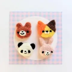 羊毛ふわもこどうぶつシール②　ぷっくりシール　手作りシール　立体シール