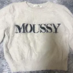 MOUSSY ロゴ シャギーニット ホワイト