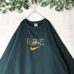 USA製 NIKE ナイキ スウェット トレーナー ロゴ刺繍 グリーン XL