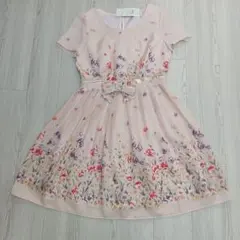【新品タグ付】レッセパッセ 花柄ワンピース 38 日本製 セレモニーリボン付き