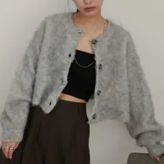 Aunt Marie's ミックスブークレニットカーディガン