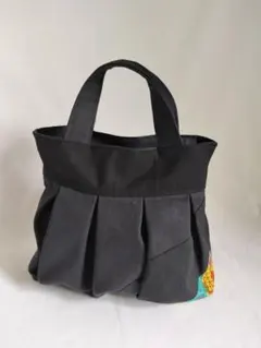 ハンドメイド プリーツトートバッグ ブラック 黒
