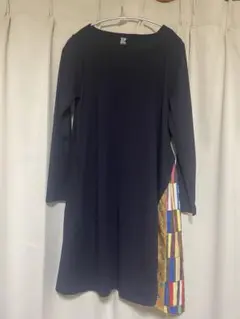 graniph ネイビー ロングスリーブ ワンピース