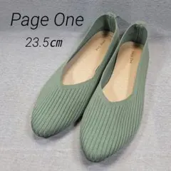 Page One ニットパンプス フラットパンプス グリーン M 23.5cm