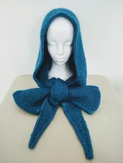 ハンドメイド フード付きマフラー ソフィーフード ブルー