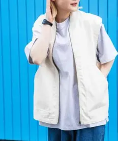 アイボリー ノースリーブベスト コットン100