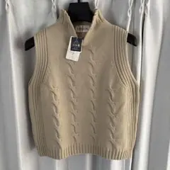 新品未使用DIAPASON(ディアパソン)ベージュ　ニットベスト・M〜L 日本製