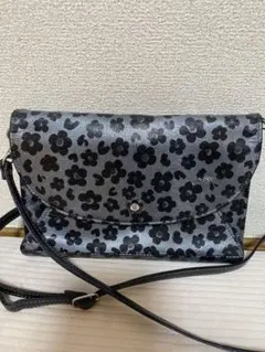 MARY QUANT 花柄 お財布ショルダーバッグ グレー/ブラック