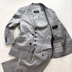 バーバリーブラックレーベル　ノバチェック　スーツ　セットアップ　3P グレー　S