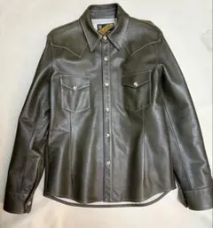 【Y'2 LEATHER/ワイツーレザー】レザーウエスタンシャツ/オリーブのサムネイル
