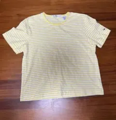 TOMMY HILFIGER イエロー ストライプ Tシャツ 古着